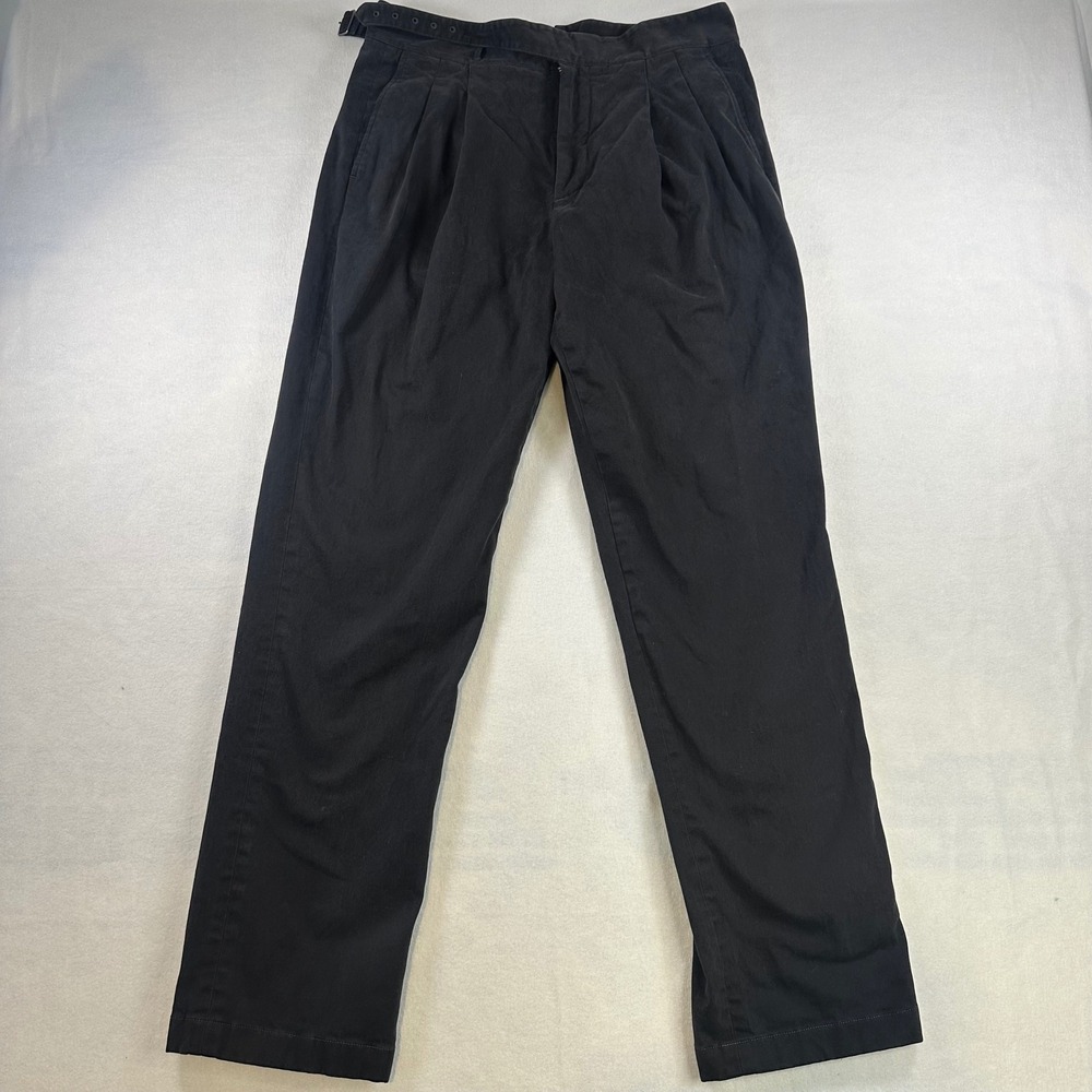 Bonobos Olimpias Italian Fabric Pleated Black Chino Pants Side Buckle 32x32